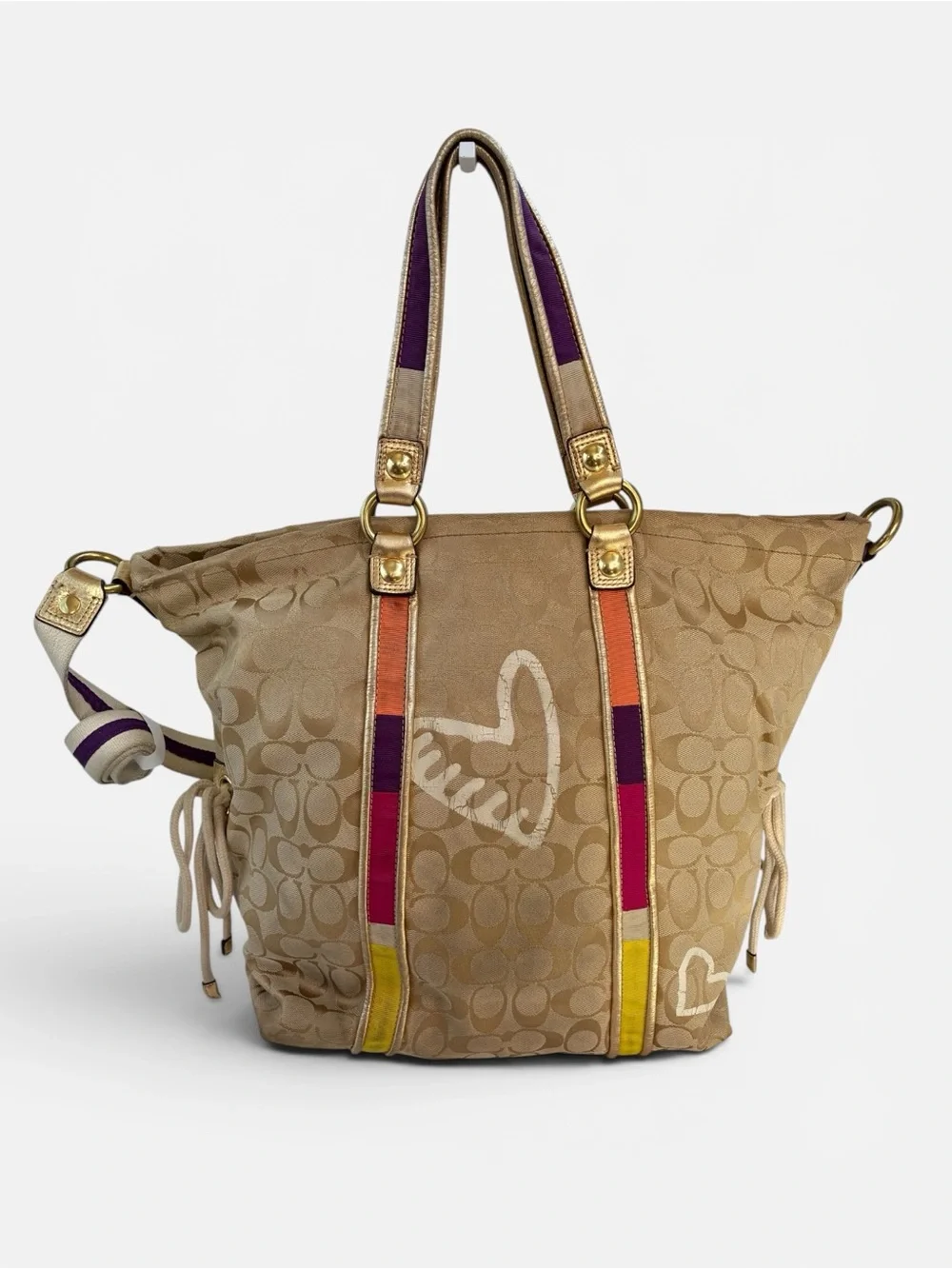 Coach Poppy Signature Dome Satchel Multicolor Y2K Limited Edition Bag - Picture 2 of 11